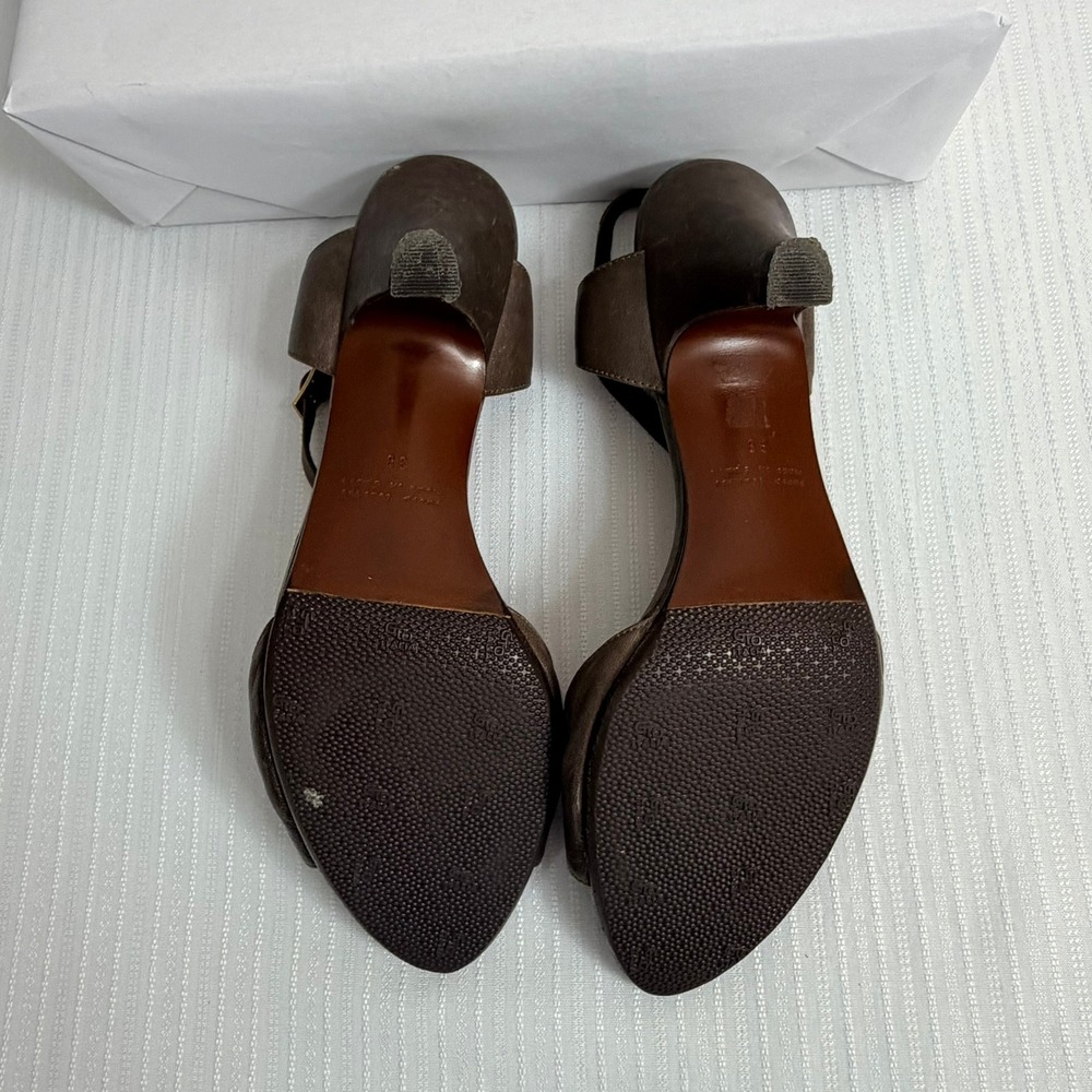 Chie Mihara Women T-Strap Leather‎ Sandals EU 38 Peep Toe Kitten Heel Classic - Picture 4 of 10